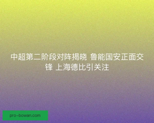 中超第二阶段对阵揭晓 鲁能国安正面交锋 上海德比引关注 中超第二阶段对阵揭晓 鲁能国安正面交锋 上海德比引关注