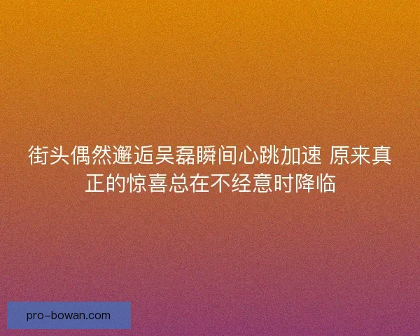 街头偶然邂逅吴磊瞬间心跳加速 原来真正的惊喜总在不经意时降临 街头偶然邂逅吴磊瞬间心跳加速 原来真正的惊喜总在不经意时降临