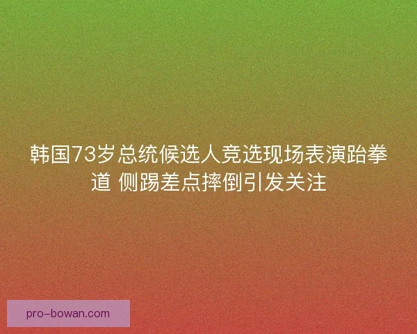 韩国73岁总统候选人竞选现场表演跆拳道 侧踢差点摔倒引发关注