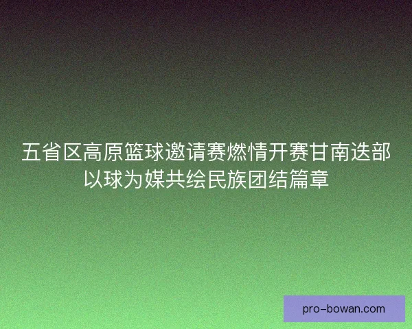 五省区高原篮球邀请赛燃情开赛甘南迭部以球为媒共绘民族团结篇章